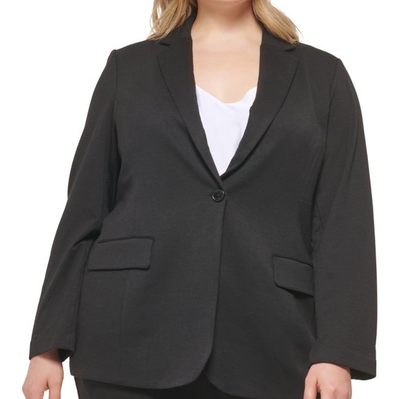 Calvin Klein Plus Size One Button Blazer - Picture 2 of 2